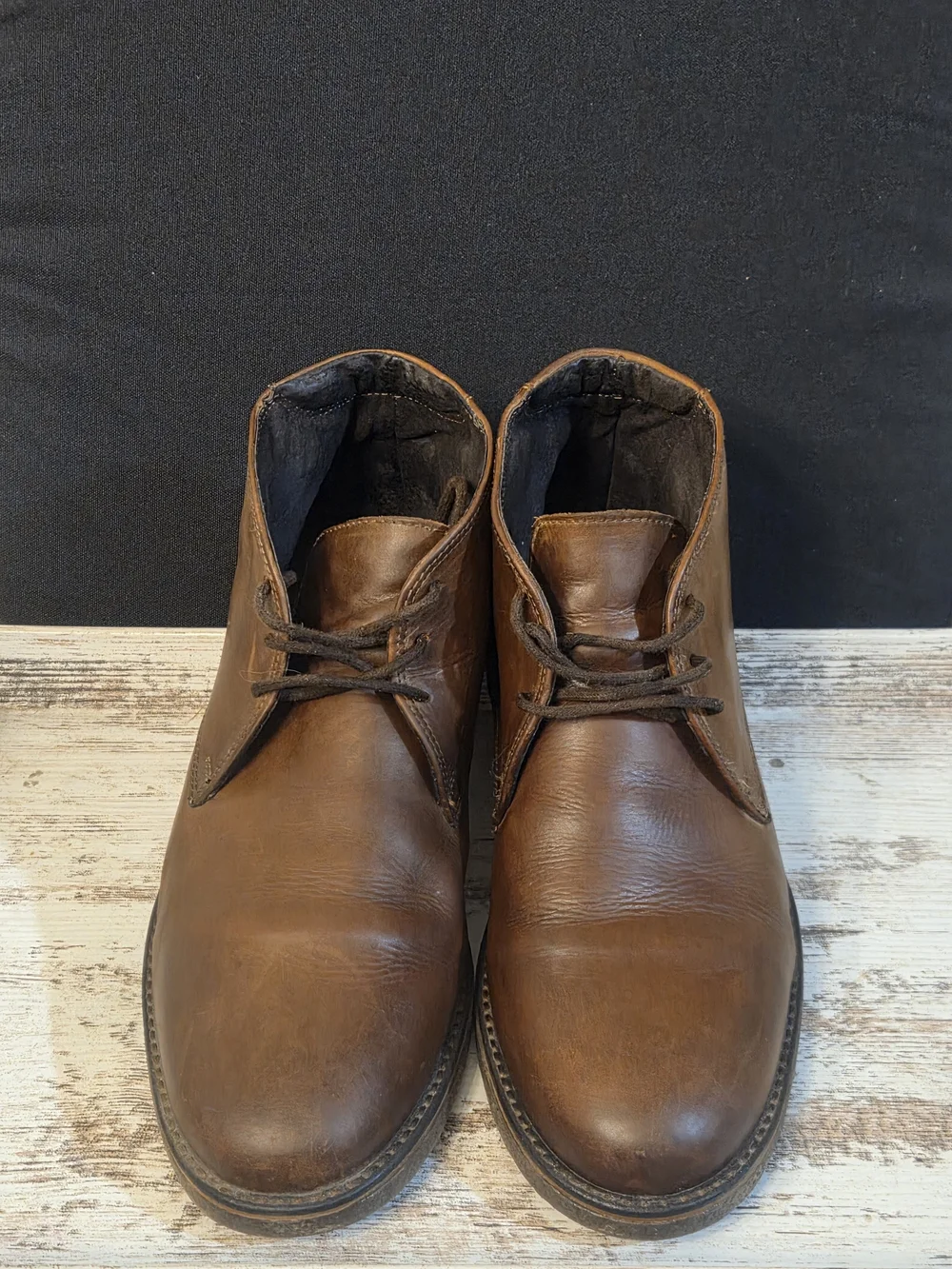 Alfani Brown Leather Chukka Boots - Lace-Up Men's Desert Style